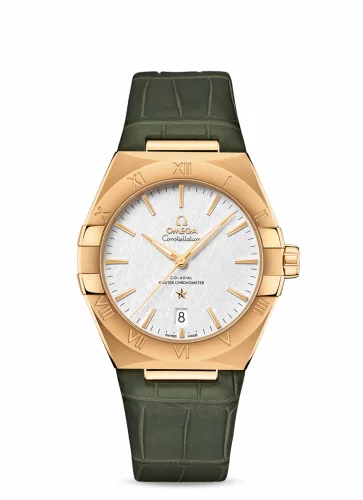 Omega Constellation Master Chronometer 39 Yellow Gold / Silver / Alligator 131.53.39.20.02.002 (13153392002002)